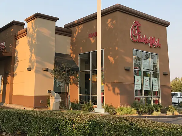 Commercial painting for a Chick-fil-A restaurant in Sacramento